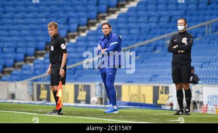 Il manager del Chelsea Frank Lampard durante la partita pre-stagione tra Brighton e Hove Albion e Chelsea all'Amex Stadium di Brighton , 29 agosto 2020 . Foto Stock