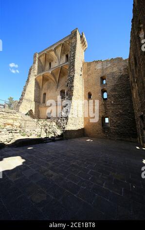 Chateauneuf du Pape, città vecchia, Cotes de Rhone, Francia. Foto Stock