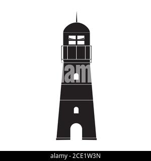 Searchlight Lighthouse torri per la navigazione marina delle navi icona. Illustrazione vettoriale Illustrazione Vettoriale