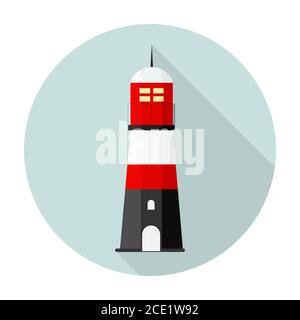 Searchlight Lighthouse torri per la navigazione marina delle navi icona. Illustrazione vettoriale Illustrazione Vettoriale