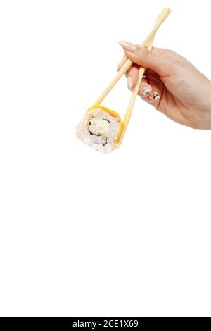 formaggio e sushi di pollo isolati con sfondo bianco Foto Stock