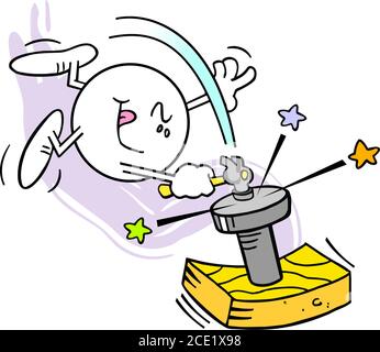 Moodi che colpiscono la chiodo sulla testa Foto Stock