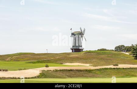 Wind Mill on National Golf Links of America, Southampton, NY Foto Stock