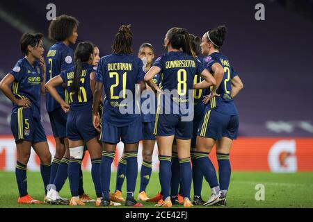 San Sebastian, Spagna. 30 agosto 2020. Squadra di Lione durante la partita di calcio della UEFA Women's Champions League (finale) tra VfL Wolfsburg e Olympique Lyonnais. Daniela Porcelli/SPP Credit: SPP Sport Press Photo. /Alamy Live News Foto Stock