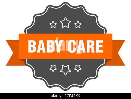 etichetta per la cura del bambino. sigillo isolato per la cura del bambino. Adesivo retro Illustrazione Vettoriale