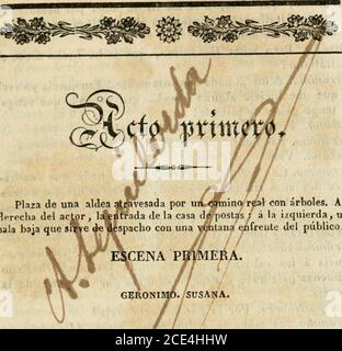 . La molinera; comedia en un acto, traducida del francés por Isidoro Gil . Accoppiamento. M. DEL ALÓN DE, ptOCUra- dqr del rey Sr. D. Elias JSoren. JULIO DURviLiERs , TTié-Sv. Fraucisco Lum- dico joven hrcras. GERÓNIMO, postillón. • . SR. D. Antonio Alberá. FONTANETE, Ídem. . Carlos Spuntoni, FRANCISCO, Ídem Suor D. Felipe Reyes. ANTONIA DELPORTE , po-Sra. DoTia Bárbara la- Sadera madrid. LUISA LEBLANC, diieña de Sra. Doña Catalina Fió-la casa de postas. . reí. PETRA , hija de Anto-nia Sra. D.^ Juana Pérez. SUSANA, criada Sra. Doña Concepción Lapuerta. M POSTILLONES , ALDEANOS, tifí escena p Foto Stock