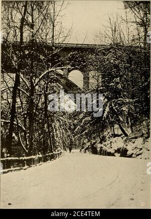 . Souvenir illustrato di Fairmount Park, Philadelphia, Pa. Estremità occidentale del Walnut Lane Bridge, Wissahickon Drive. Foto Stock