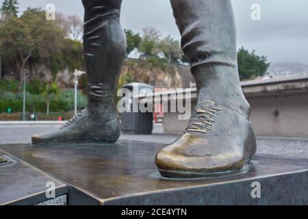 Cristiano Ronaldo statua in Funchal, Madeira davanti a CR7 museum Foto Stock