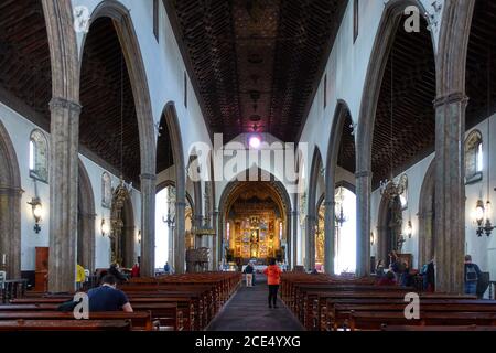 Interno della cattedrale di Funchal, a Madeira Foto Stock