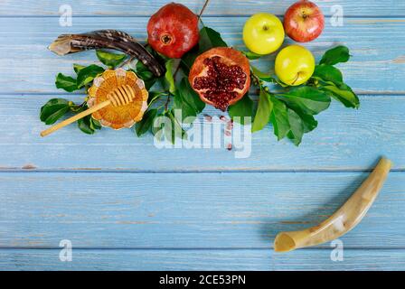 Capodanno ebraico o concetto di Rosh Hashanah. Cibo tradizionale. Foto Stock