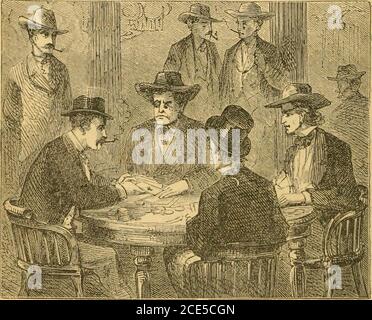 . La vita di William F. Cody, conosciuto come Buffalo Bill, il famoso cacciatore, scout e guida. Un'autobiografia . Bill ha trovato impossibile andare a dormire in albergo a proposito del continuo parlare di alcune parti che erano ingaggiate in una partita di cai-ds in una stanza adiacente. Ha chiamato a più volte per fare meno rumore, ma gli hanno prestato poca o noattention. Finalmente si alzò e andò al roomwith con l'intenzione di ripulire tutta la folla. Bussò e fu ammesso ; con grande sorpresa, fondò la festa per essere dei mercanti della città, che egli osò il giorno precedente. Foto Stock