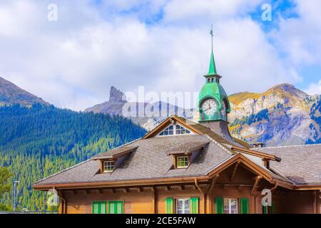 Stazione ferroviaria di Wengen, Svizzera Foto Stock