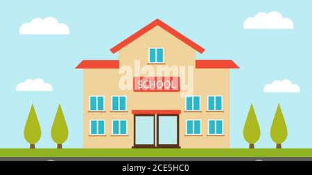 Alto edificio scolastico illustrazione vettoriale Illustrazione Vettoriale