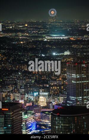 Spettacolo di fuochi d'artificio Chofu visibile dalla Torre dei luoghi di interesse di Yokohama Foto Stock