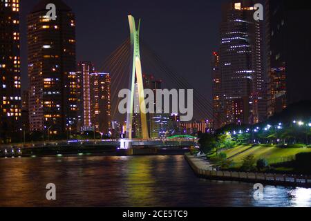 Di Chuo-ku, vista notturna di Tokyo Foto Stock