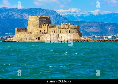 Fortezza di Bourtzi, Nafplio, Grecia Foto Stock