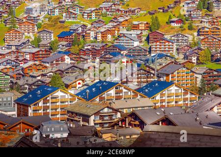 Zermatt, Svizzera vista aerea Foto Stock