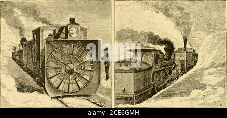 . Meccanismo moderno, che mostra i progressi più recenti nelle macchine, nei motori e nella trasmissione di potenza, essendo un volume supplementare alla ciclopedia di Appletons di meccanica applicata . FiO. 1.-Leslie rotative snow shovi-l. per volare a destra o a sinistra della pista e a qualsiasi angolazione desiderata. Il rotatorio, in caso di inoperatività, è incaricato di un pilota, Wiio si trova sulla piattaforma all'estremità anteriore della cabina, dalla quale ha una vista completa aliead, così come su ogni lato della pista. Con un sistema di signals Lie controlla gli ingegneri sulla rotativa e locomotiva wliich |«shes esso, e da un wlieel c mano Foto Stock