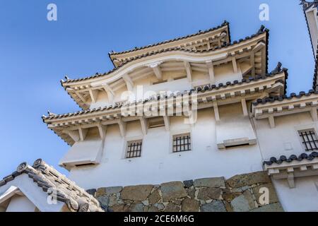 Vista del castello di Himeji, Hyogo, Giappone Foto Stock