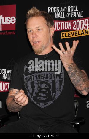 Manhattan, Stati Uniti d'America. 15 gennaio 2007. NEW YORK - GENNAIO 14: Il musicista James Hetfield di metallica partecipa alla Rock & Roll Hall of Fame 2009 inductee annuncio a Fuse Studios il 14 Gennaio 2009 a New York City People: James Hetfield Credit: Storms Media Group/Alamy Live News Foto Stock