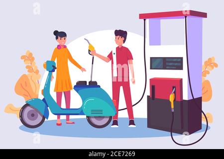 fare rifornimento dell'illustrazione vettoriale del veicolo. premium vector Illustrazione Vettoriale