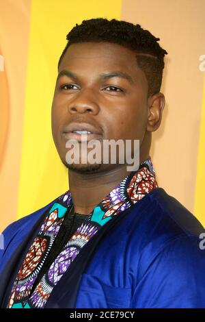 John Boyega partecipa alla prima europea di 'Black Panther' all'Eventim Apollo l'8 febbraio 2018 a Londra, Inghilterra. Foto Stock