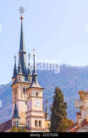 Chiesa di San Nicola torri, Brasov, Romania Foto Stock