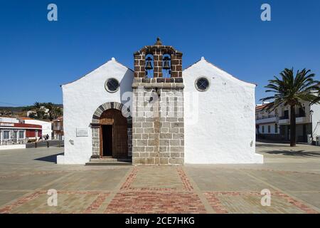 La piazza della chiesa di Chipude sull'isola di la Gomera Foto Stock