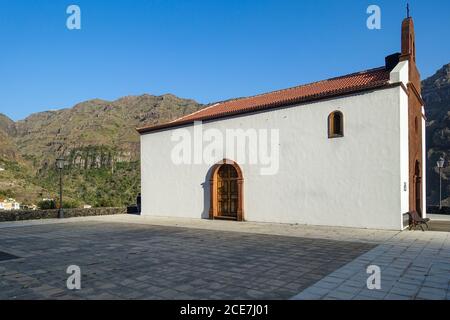 La piazza della chiesa di Chipude sull'isola di la Gomera Foto Stock