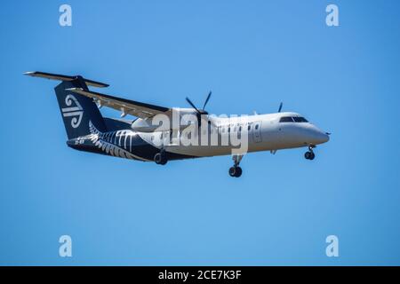 Air New Zealand atterra all'aeroporto di Auckland Foto Stock