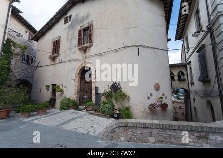 Città medievale di Spello in Umbria Foto Stock