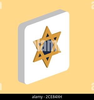 Icona Judaica David Star vettore semplice. Modello di disegno simbolo illustrazione per elemento dell'interfaccia utente Web mobile. Pittogramma isometrico a colori perfetto su sq bianco 3d Illustrazione Vettoriale