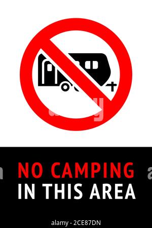 No Camping, poster alla moda, pronto per la stampa Illustrazione Vettoriale
