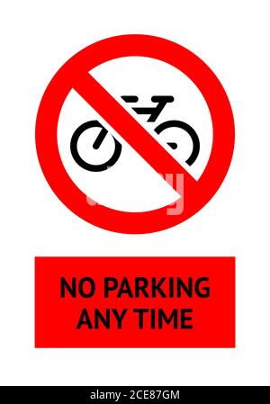 Cartello di divieto di parcheggio, simbolo nero vietato di forma rotonda rossa Illustrazione Vettoriale