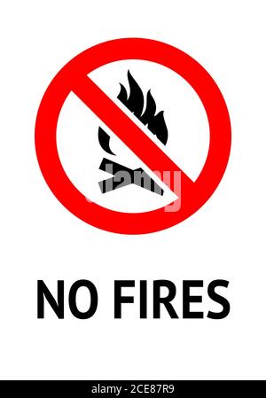 Cartello di divieto Nessun incendio, poster alla moda, pronto per la stampa Illustrazione Vettoriale