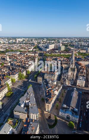 Nantes (Francia nord-occidentale): Il centro della città visto dalla cima del 'tour Bretagne' (Torre della Bretagna) Foto Stock