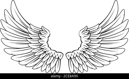 Wings Angel O Eagle Feathers Paio Illustrazione Illustrazione Vettoriale