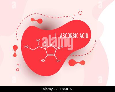 Formula chimica strutturale dell'illustrazione vettoriale dell'acido L ascorbico isolata su sfondo bianco Illustrazione Vettoriale