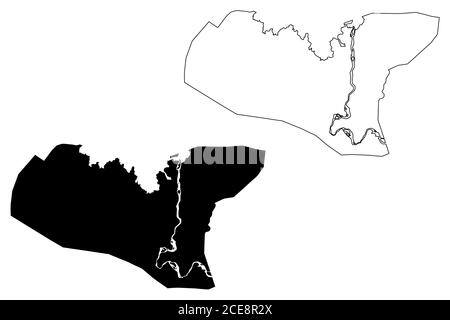 Bahir Dar City (Repubblica Democratica Federale di Etiopia, Regione di Amhara) mappa illustrazione vettoriale, abbozzamento della città di Bahir Dar mappa Illustrazione Vettoriale