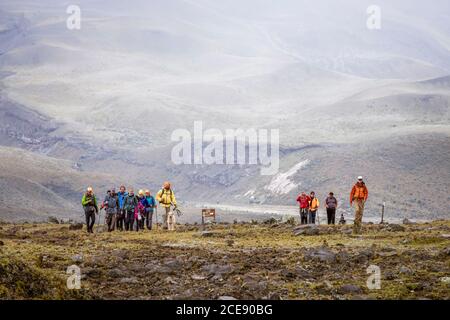 Sentiero pedonale fino al vulcano Cotopaxi. Foto Stock