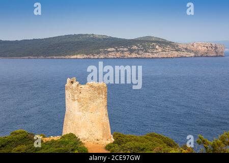 Italia, Sardegna, Alghero, Porto Conte National, Capo Caccia, Vista verso Torre Bollo Foto Stock