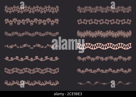Pizzo eleganti cornici bordi tagliati a laser Illustrazione Vettoriale