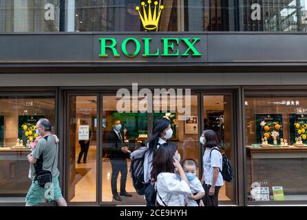 Hong Kong, Cina. 31 Agosto 2020. Orologiaio svizzero di lusso, filiale Rolex a Hong Kong. Credit: SOPA Images Limited/Alamy Live News Foto Stock