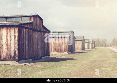 Auschwitz-Birkenau, Polonia 12 marzo 2019 campo di concentramento. La morte nelle caserme. Sterminio ebraico camp. . Foto Stock