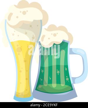 san patrizio celebrazione birra in vetro e vaso illustrazione vettoriale design Illustrazione Vettoriale