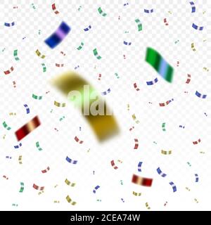 Caduta di confetti colorati isolati su uno sfondo trasparente. Illustrazione Vettoriale