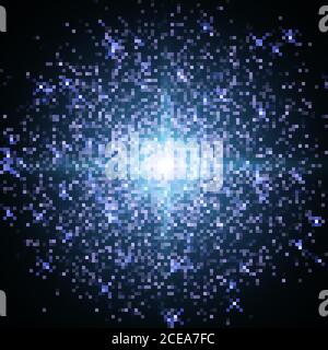 Sfondo di spazio a raffica di stelle con scintille. Shine effetto luce Illustrazione Vettoriale