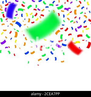 Caduta di confetti colorati isolati su sfondo bianco. Illustrazione Vettoriale