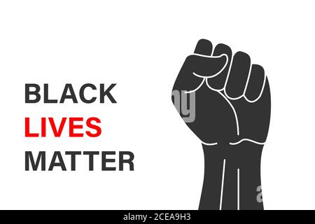 Simbolo della mano di protesta. Black Lives materia banner design Illustrazione Vettoriale