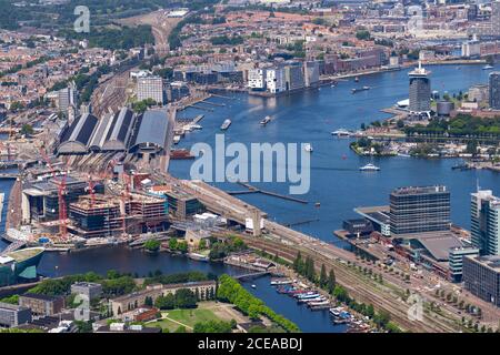 Aereo della città interna di Amsterdam, Paesi Bassi Foto Stock